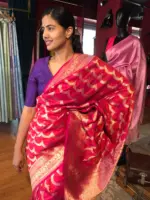 Pink Banarasi Silk Saree with Gold Zari Weaves - Image 4