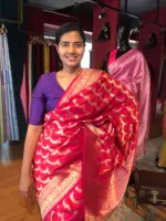 Pink Banarasi Silk Saree with Gold Zari Weaves