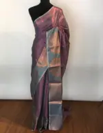 Purple Green Kora Silk Saree highlighted with zari weaves - Image 3