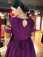 Purple Cotton Dress highlighted with contrast woven border - Image 4