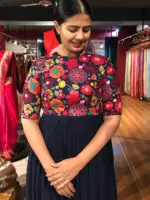 Navyblue Dress highlighted with Beautifully Embroidered Florals