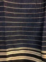 Navyblue Handmade Pure Linen Saree highlighted in Chequered Pattern - Image 6