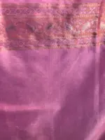 Pink Banarasi Silk Saree with Gold and Silver Zari Weaves - Image 6