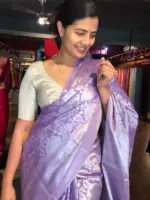 Lavender Banarasi Silk Saree with Silver Zari Weaves