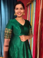 Green Silk Dress adorned with Hand Embroidery - Image 3