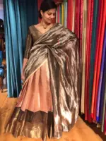 Onion Pink Silk Lehenga with woven zari weaves