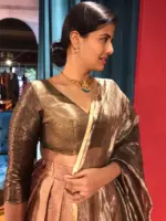 Onion Pink Silk Lehenga with woven zari weaves - Image 5
