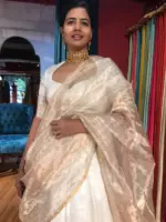 Off White Silk Lehenga with woven zari weaves