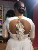 Off White Silk Lehenga with woven zari weaves - Image 3