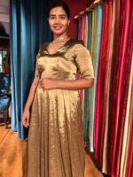 Metallic Gold Ethnic Dress finished with inner lining - Image 3