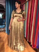 Metallic Gold Ethnic Dress finished with inner lining - Image 2