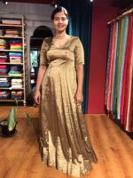 Metallic Gold Ethnic Dress finished with inner lining - Image 4