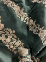 Yellow Banarasi Silk Saree highlighted with Leheriya Weaves - Image 5