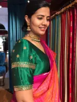 Green Silk Blouse Hand Embroidered with Intricate cut dana work and Zardozi embroidery