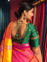 Green Silk Blouse Hand Embroidered with Intricate cut dana work and Zardozi embroidery - Image 2