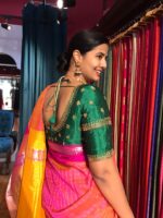 Green Silk Blouse Hand Embroidered with Intricate cut dana work and Zardozi embroidery - Image 3