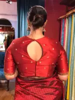 Maroon Hand Embroidered Raw Silk Blouse with Zardozi and Sequins - Image 2