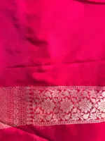 Red Banarasi Silk Saree highlighted with Floral weaves and Contrast Woven Border - Image 6