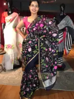 Navyblue Embroidered Organza Silk Saree - Image 5