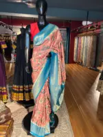 Peach Banarasi Silk Saree with Kalamkari Prints - Image 2