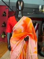 Orange Kota Saree with Gold Zari Border - Image 7