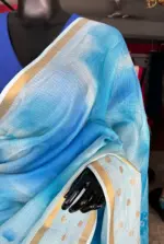 Blue Kota Saree with Gold Zari Border - Image 6