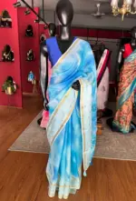 Blue Kota Saree with Gold Zari Border - Image 2