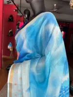 Blue Kota Saree with Gold Zari Border - Image 4