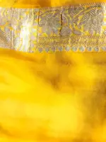 Yellow Khaddi Banarasi Silk Saree in Chiffon with Beautiful Meenakari Weaves - Image 8