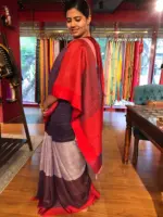 Purple Handwoven Linen Saree - Image 3