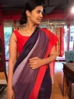 Purple Handwoven Linen Saree