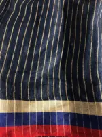 Navyblue Pure Linen Saree highlighted with Multicolored Border - Image 5