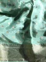 Mint Dola Silk Saree highlighted with Gold Zari Border - Image 6