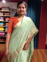 Mint Dola Silk Saree highlighted with Gold Zari Border