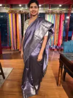 Lilac Mangalagiri Silk Saree with Kanchi Silk Border - Image 2