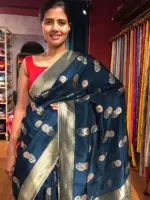 Ocean Blue Dola Silk Saree