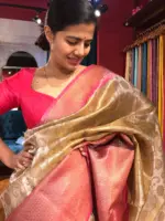 Ivory Tissue Silk Saree with contrast border