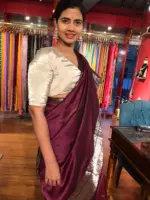 Burgundy Mangalagiri Silk Saree with Kanchi Silk Border