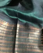 Ocean Blue Mangalagiri Silk Saree with Kanchi Silk Border - Image 6