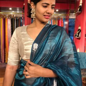 Handwoven Silver Pure Tissue Silk Blouse