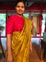 Yellow Handwoven Tussar Silk Saree