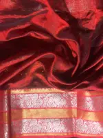 Bottle Green Pure Mangalagiri Silk Saree with Kanchi Zari Border - Image 6