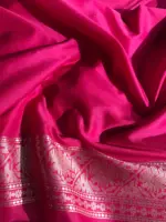 Lotus Pink Banarasi Silk Saree highlighted with Silver Zari Weaves - Image 6