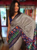 Royal Blue Banarasi Soft Silk Saree highlighted with Patola Weaves