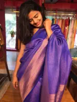 Royal Blue Banarasi Silk Saree highlighted with Gold Zari Weaves