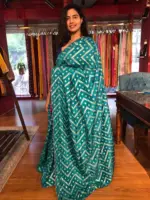 Blue Banarasi Silk Saree highlighted with Leheriya Weaves - Image 2