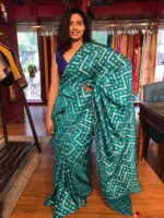 Blue Banarasi Silk Saree highlighted with Leheriya Weaves - Image 5