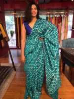 Blue Banarasi Silk Saree highlighted with Leheriya Weaves - Image 4