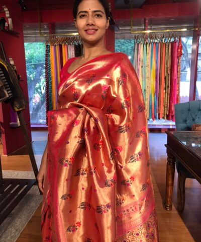 Pink Banarasi Paithani Silk Saree