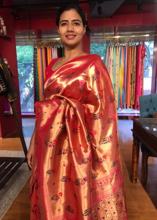 Pink Banarasi Paithani Silk Saree